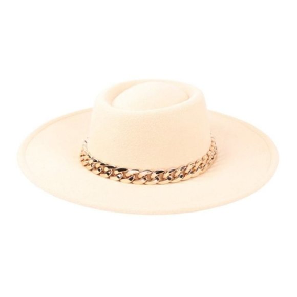 Chain Detailed Fall Winter Hat - ivory ( more colors available ) main image 4